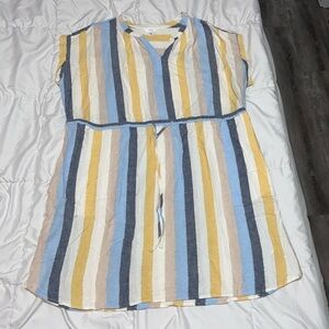 Time & Tru Striped Linen Blend Dress Plus Size xxxl 22 3XL